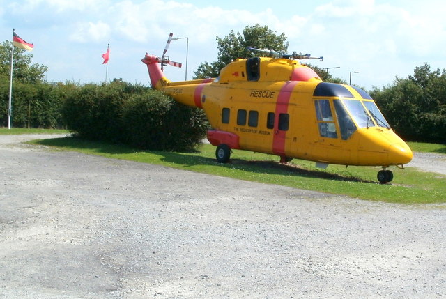 Helicopter displayed outside The Helicopter Museum